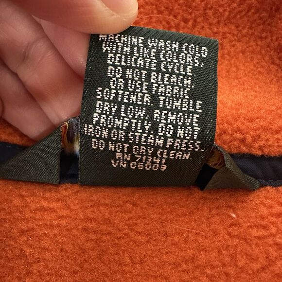 Vtg LL Bean Fleece Pullover Mens Sz M Orange Snap Closure Gorpcore Outdoors 90s - Picture 5 of 10